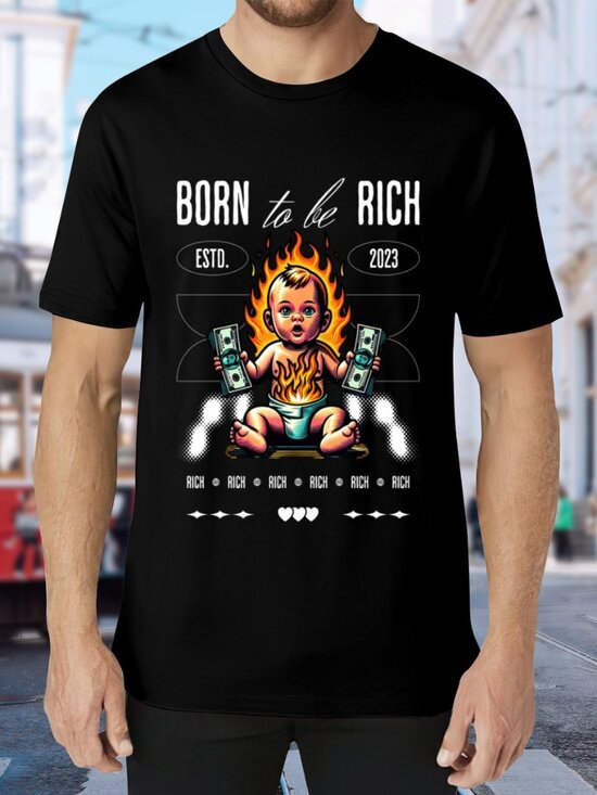 Other - Born to Be Rich Graphic Baby Tee - Black
